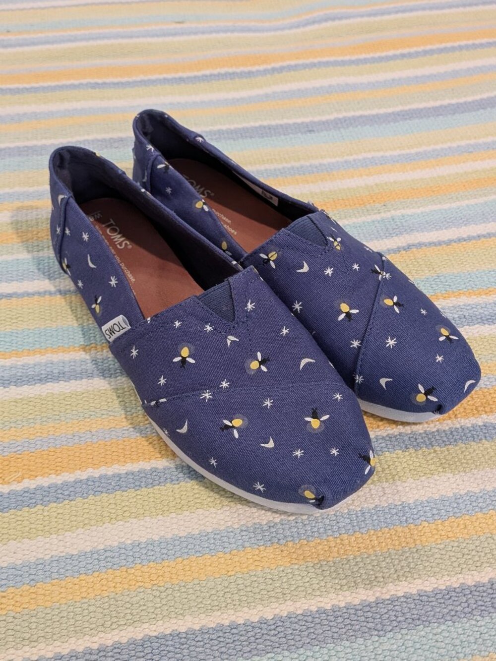 ⭐TOMS Alpargata Glow in the Dark Fireflies Slip On Shoes Women's 6.5 Navy